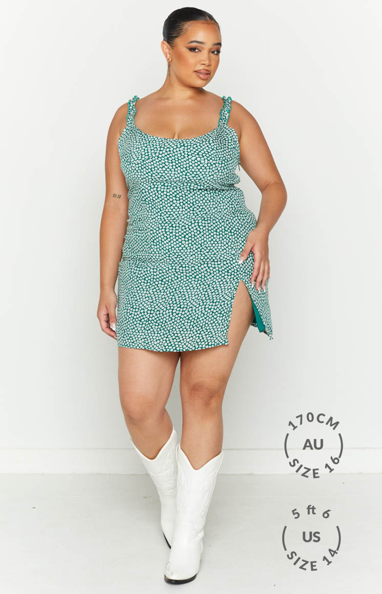 Rihanna Mini Dress | Green Ditsy