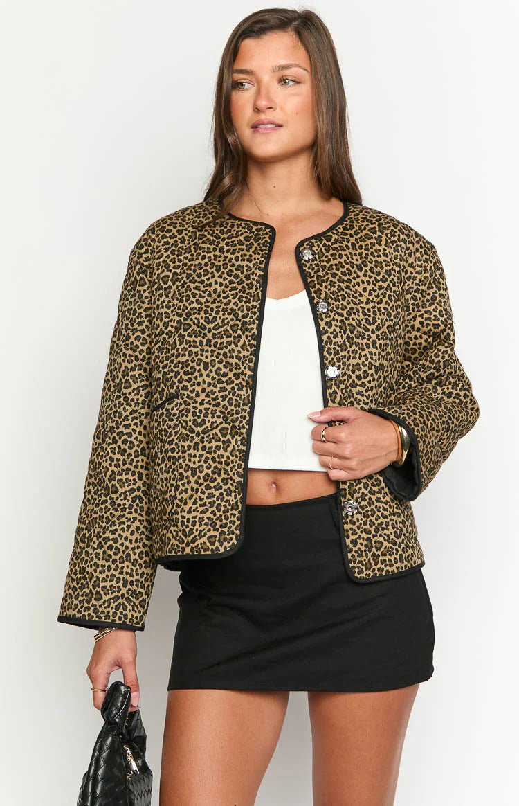 Robbie Quilted Jacket | Leopard Print