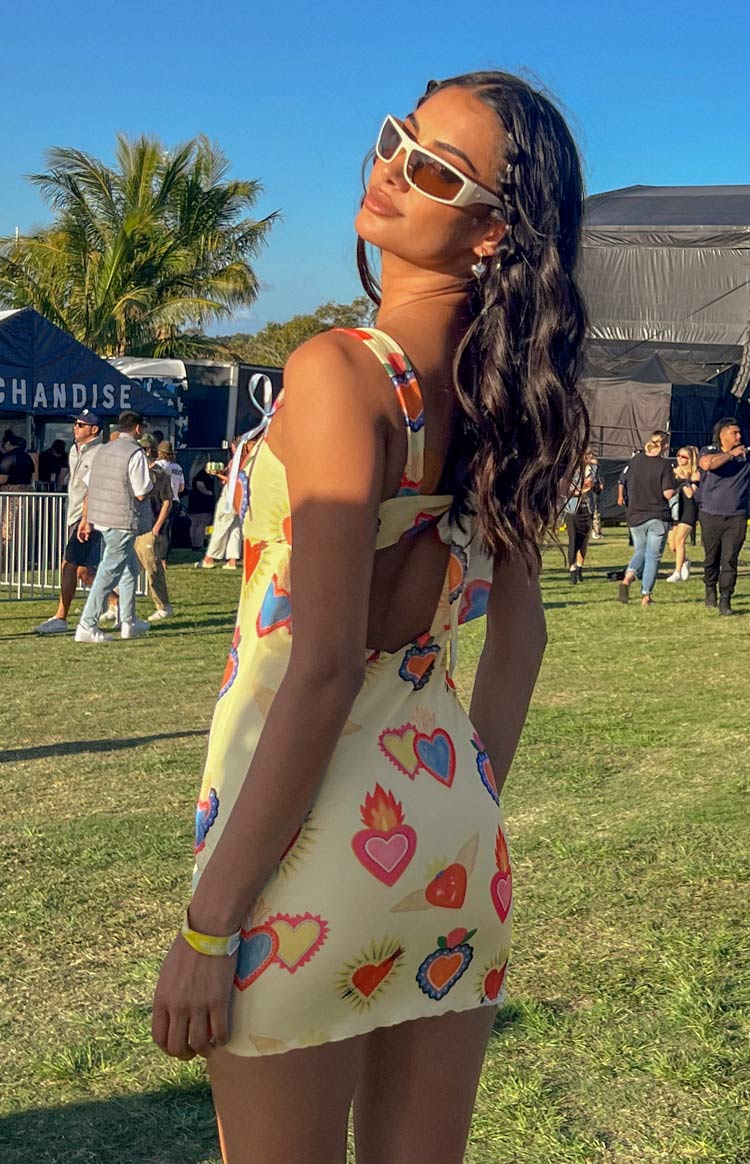 Romeo Print Mini Dress | Yellow