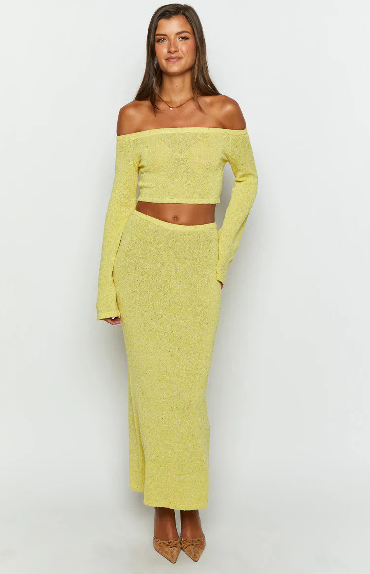 Romie Knit Maxi Skirt | Yellow