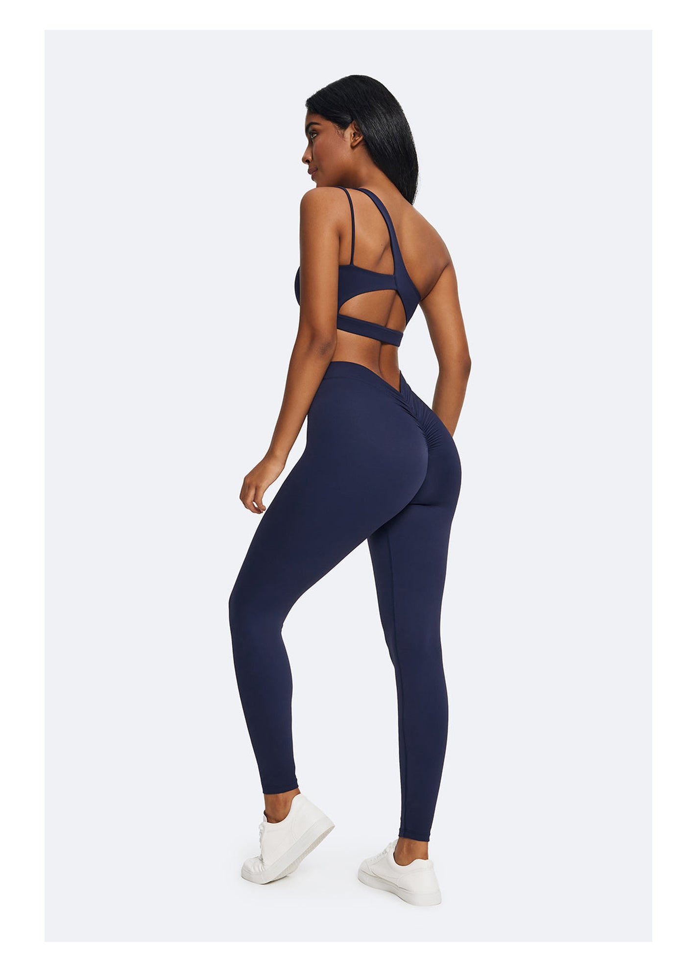 Ruched High-Waisted Leggings | Navy Blue