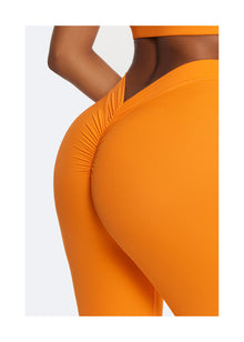Ruched High-Waisted Leggings | Orange