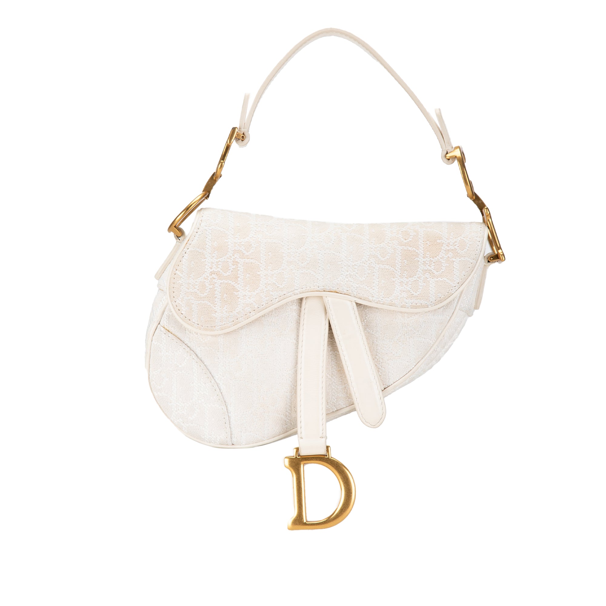 Dior | Pre-Owned Mini Oblique Canvas Saddle Bag | White