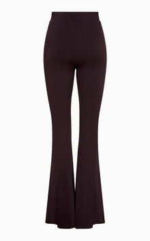Ribbed Flare Pants Chocolate Coloured