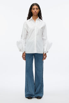 Oversize Shirt with Cascade Cuff | White