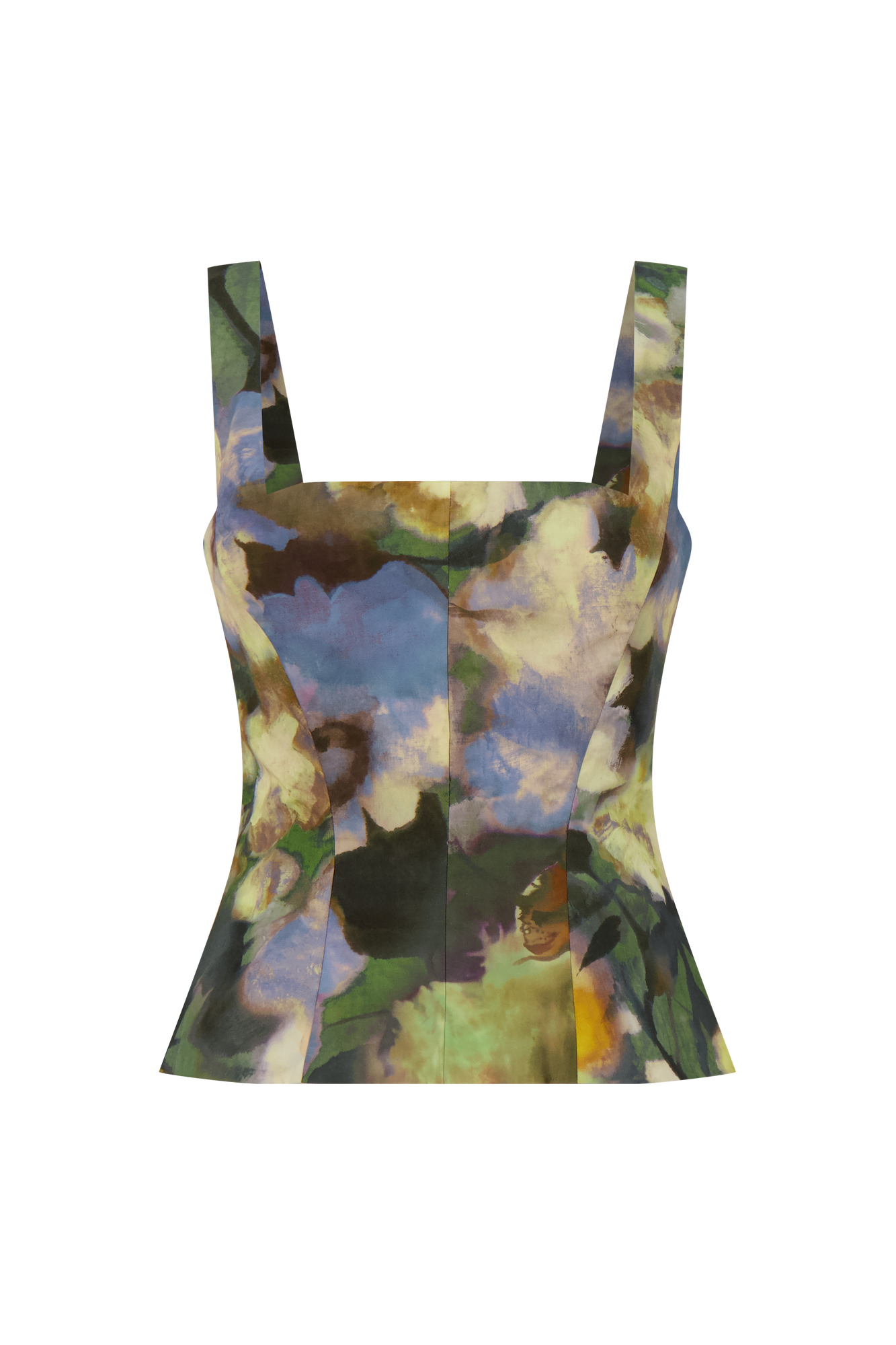 Floral Printed Cotton Scoop Neck Top | Cactus Multi