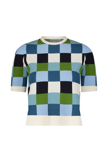 Box Jacquard Knit Top | Mallard Multi