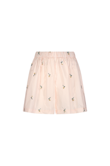 Embroidered Striped Cotton Short | Blush