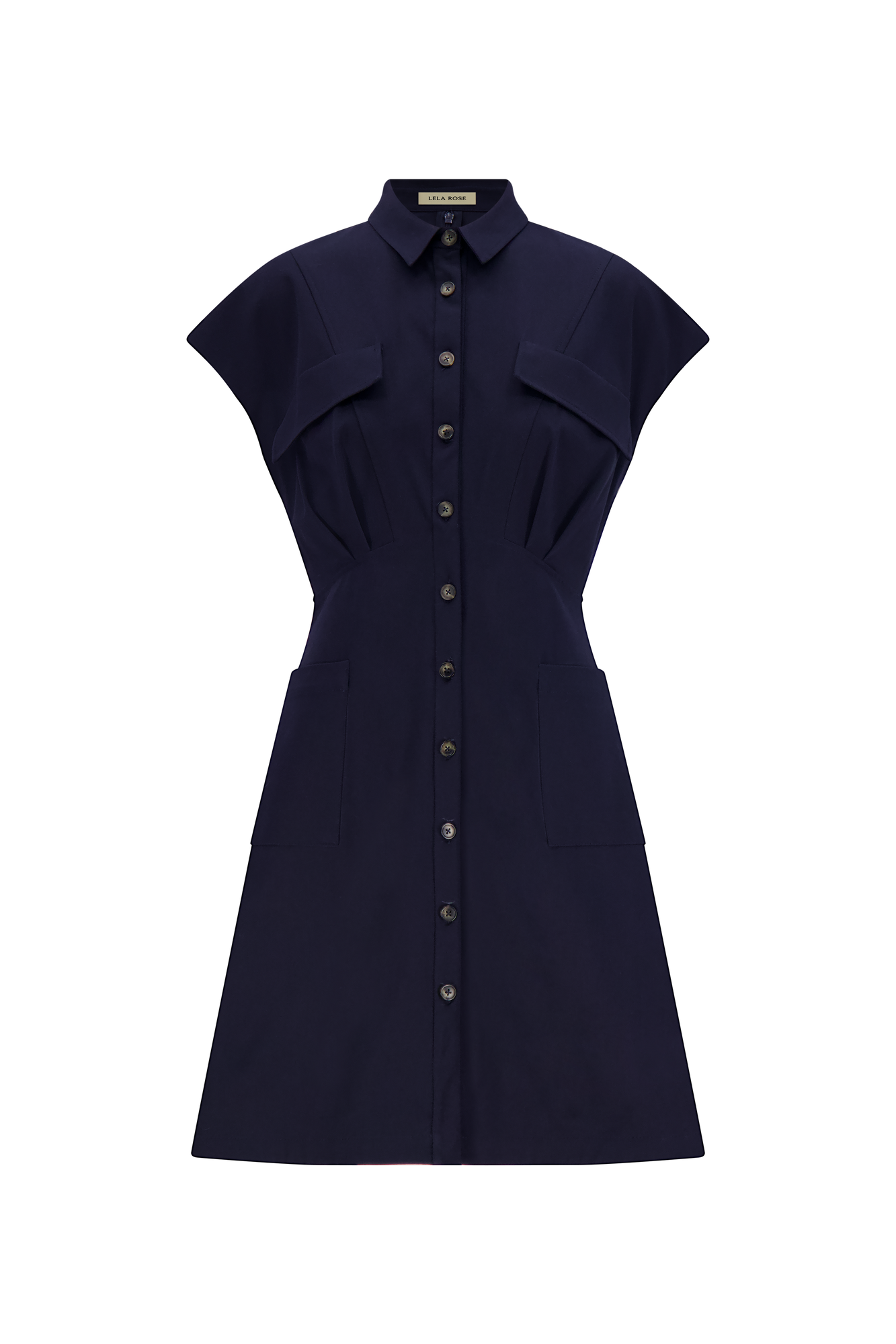 Stretch Cotton Safari Dress | Navy