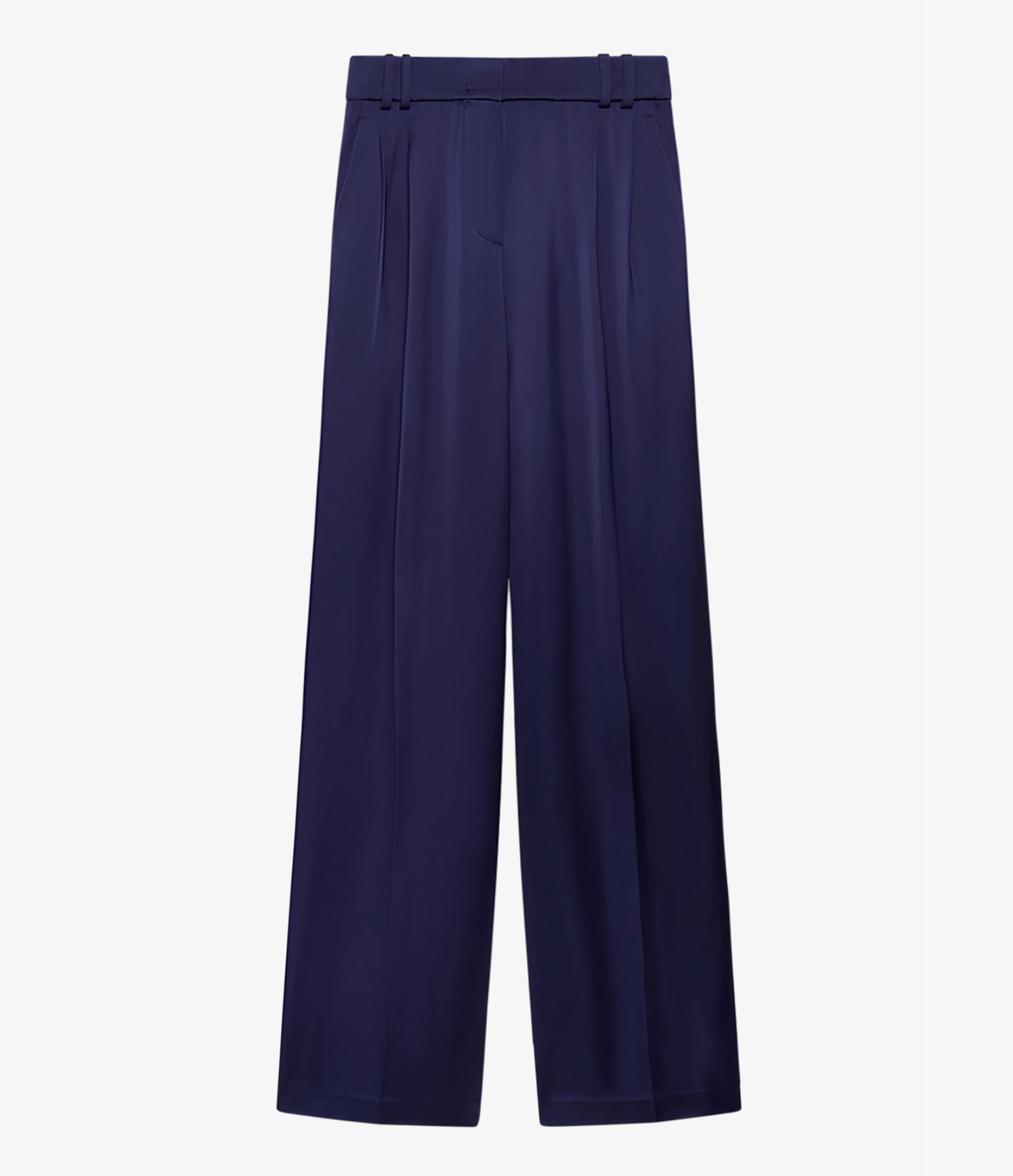 Another Tomorrow Satin Pleated Trouser in Indigo – Satin Women's Trousers