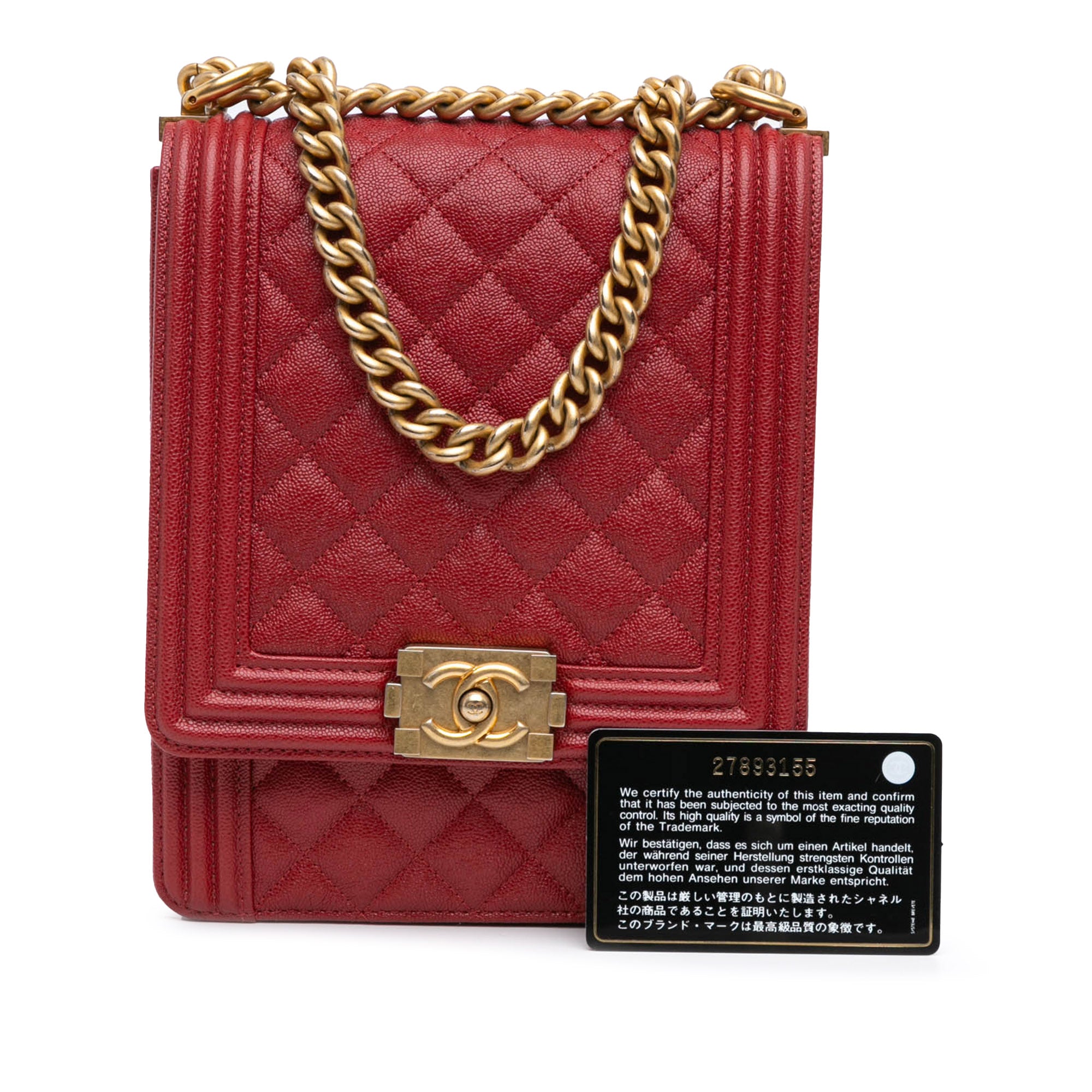 Chanel | Pre-Owned Quilted Caviar North South Boy Flap | Red