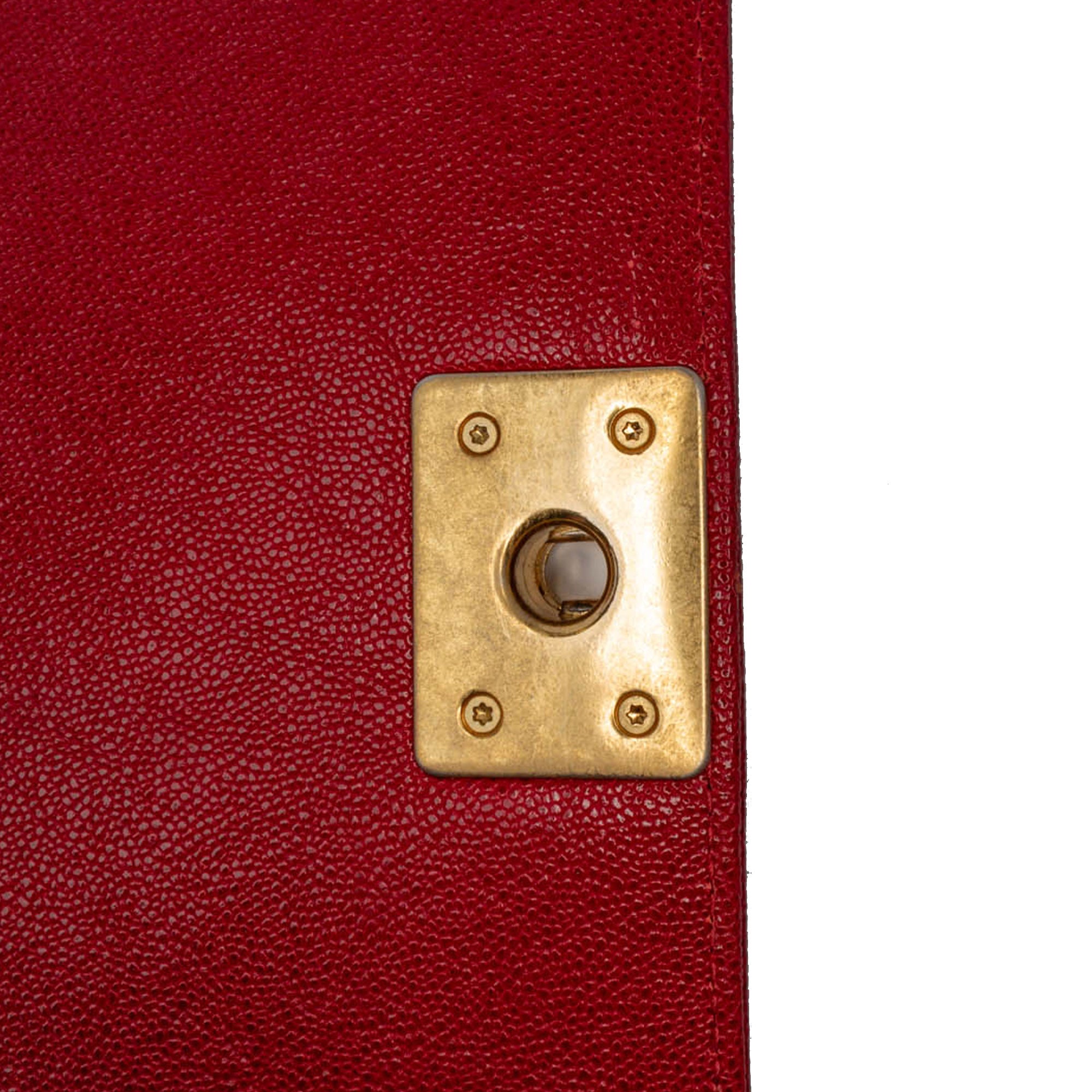 Chanel | Pre-Owned Quilted Caviar North South Boy Flap | Red