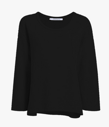 Another Tomorrow Scoopneck Sweatshirt in Black – Cotton Women's Top