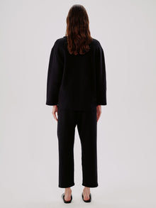 Another Tomorrow Scoopneck Sweatshirt in Black – Cotton Women's Top