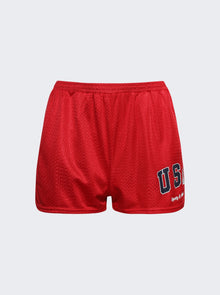Women | Sporty & Rich | Usa Mesh Disco Short And Navy | Red