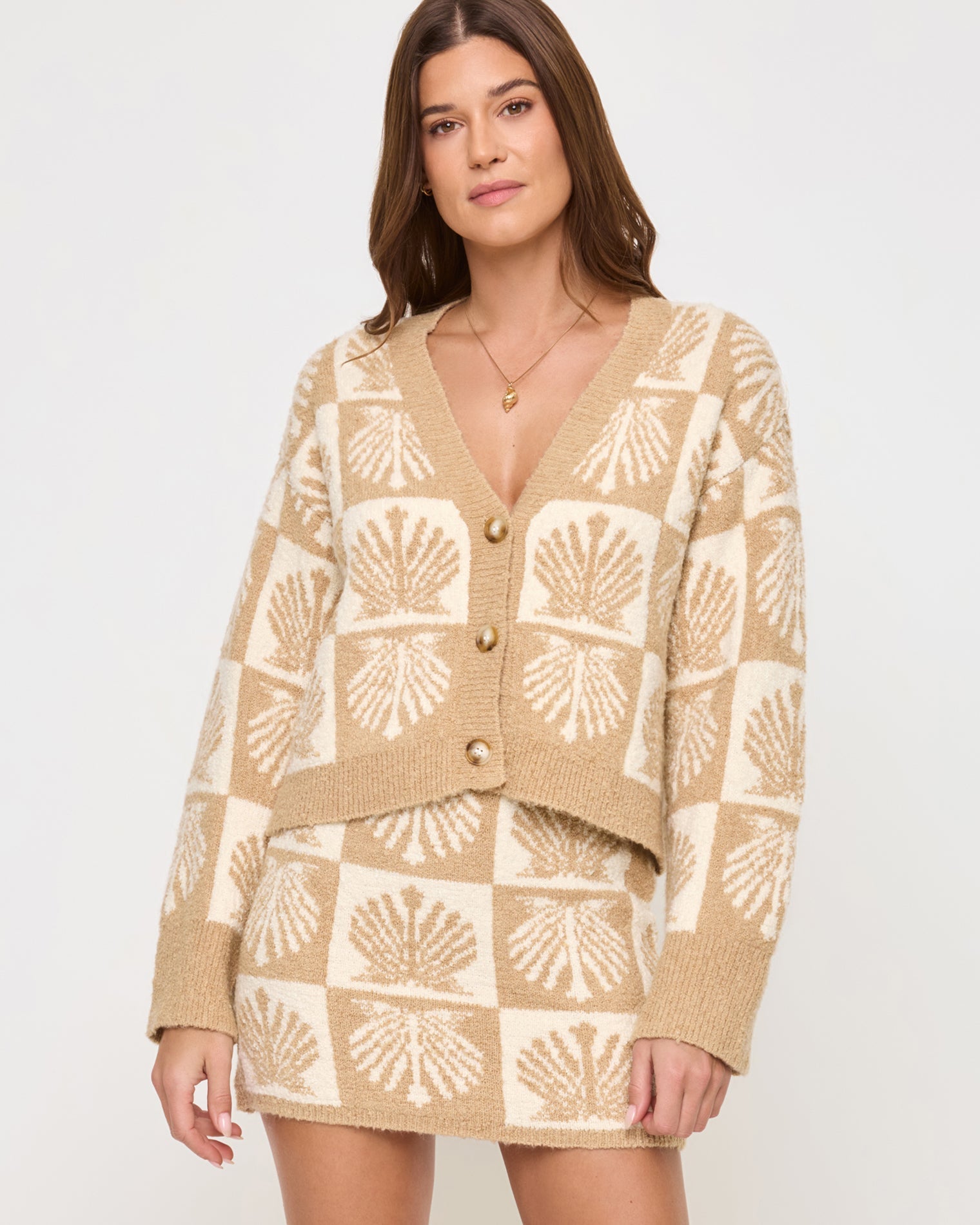 Shell Be There Cardigan | Seashell Jacquard