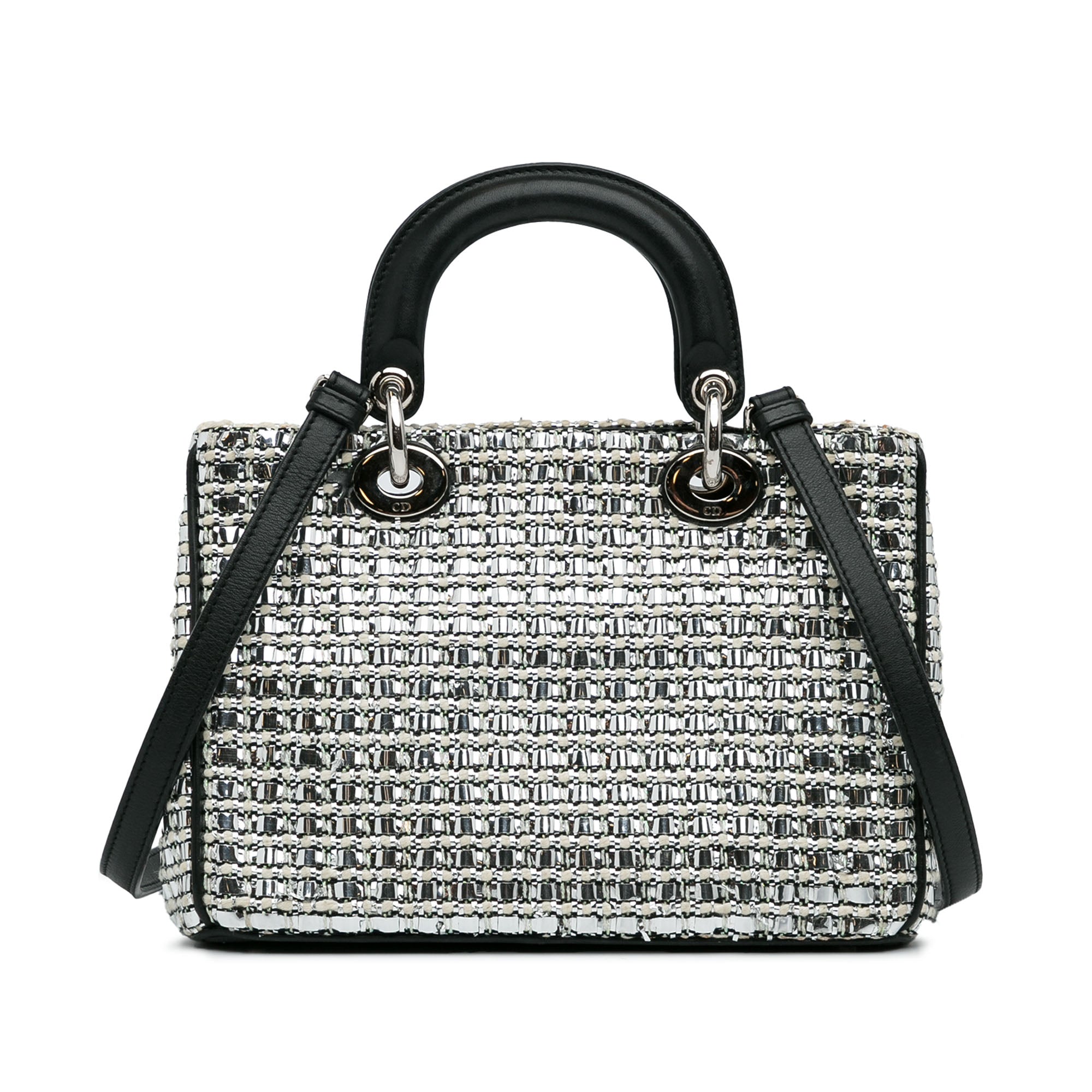 Dior | Pre-Owned Small Tweed Patch Diorissimo Tote | SilverBlackBlack