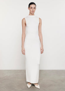 Silk Sweater Knit Mockneck Dress | Off White