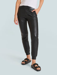 Faux Leather Jogger::Black::Hover