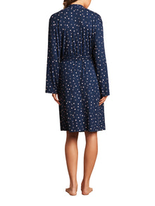 Womens | Ultra Soft Rib Robe | Marine/Pink Peonie