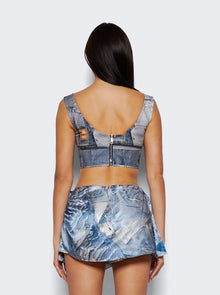 Women | Natasha Zinko | Denim Print Corset | Light Wash Blue