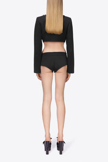 Jumbo Crystal Cropped Blazer | Black