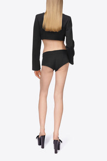 Jumbo Crystal Cropped Blazer | Black