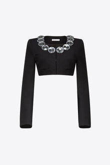 Jumbo Crystal Cropped Blazer | Black