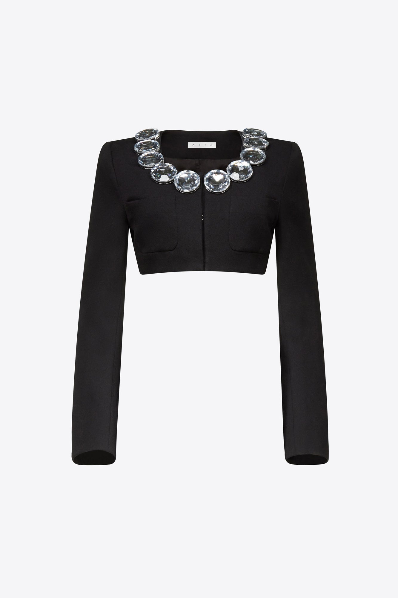 Jumbo Crystal Cropped Blazer | Black