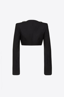 Jumbo Crystal Cropped Blazer | Black