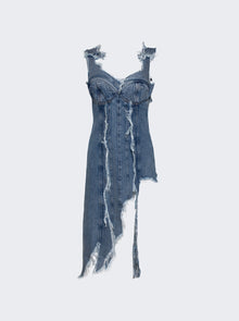 Women | Natasha Zinko | Distressed Denim Corset Dress | Light Blue