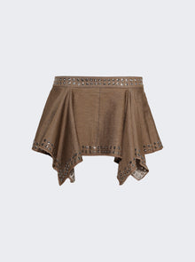 Women | Ludovic De Saint Sernin | Ice Skating Eyelet Mini Skirt | Brown
