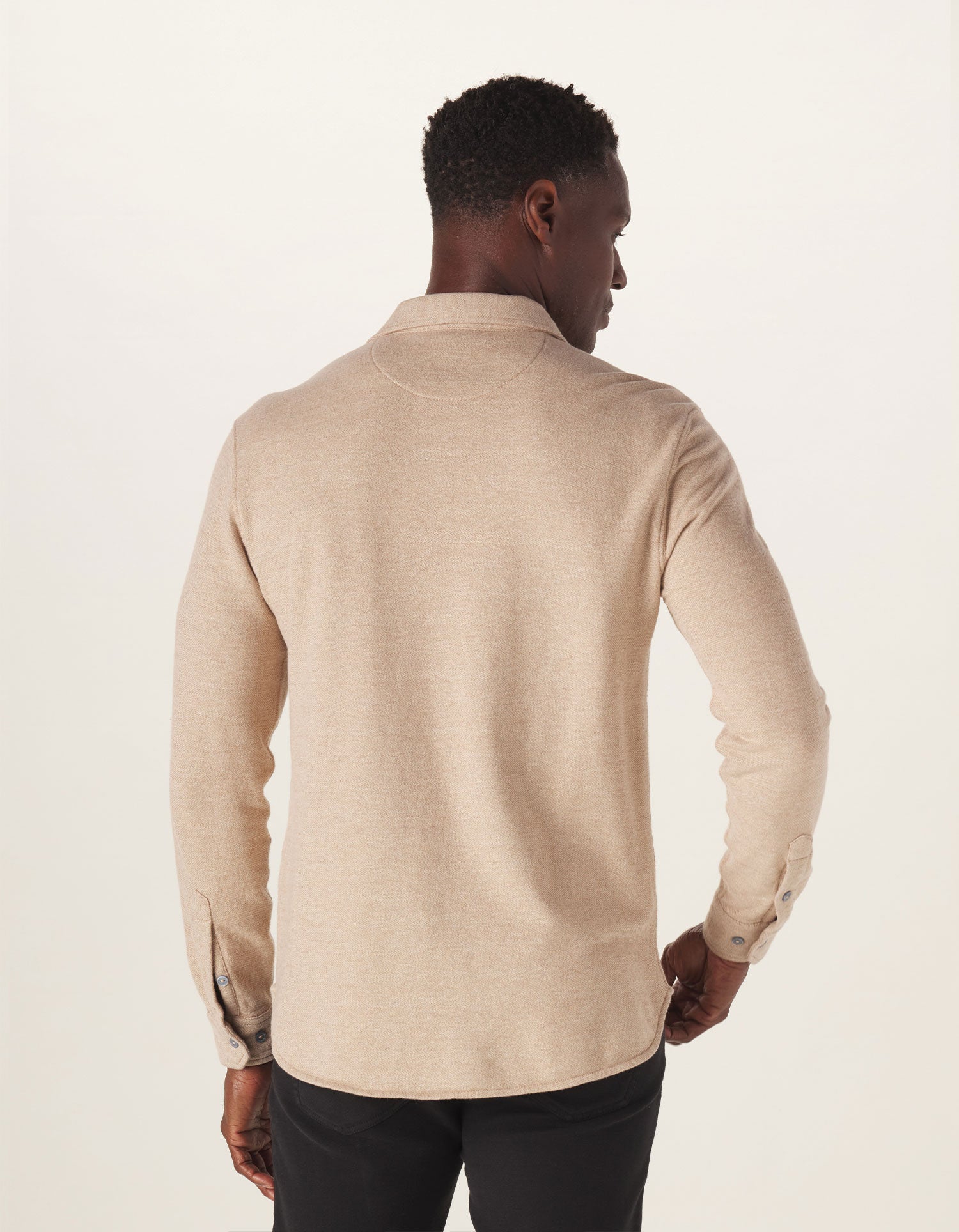 Men | Textured Knit Shirt | Tan