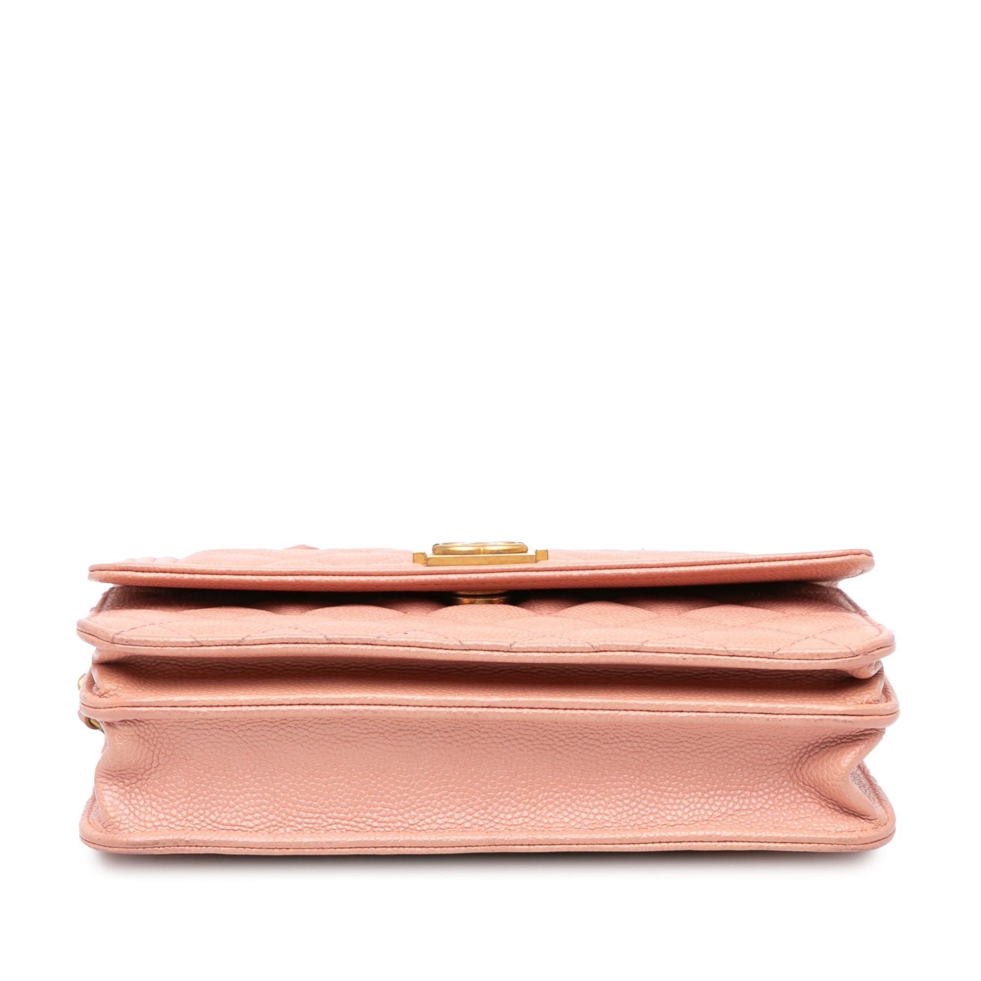 Chanel | Pre-Owned Quilted Caviar Square Boy Wallet On Chain | Pink