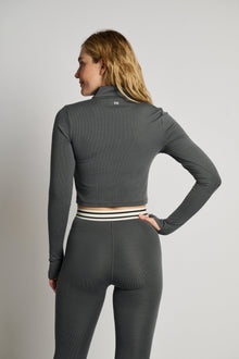 Splits59 | Stevie Active Rib Half Zip | Heather Grey