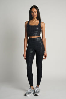 Beyond Yoga | Studio High Cropped Tank | Plaid Foil Black