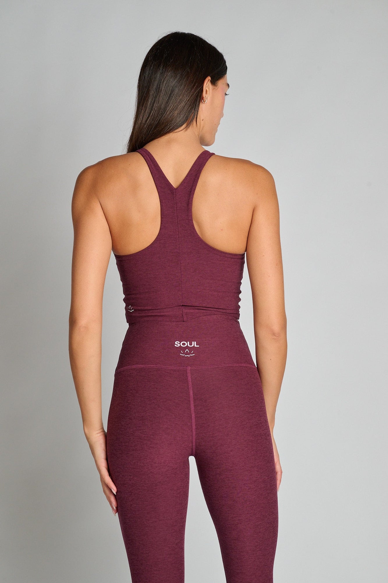 Beyond Yoga | Spacedye Refocus Cropped Tank | Midnight Burgundy Heather
