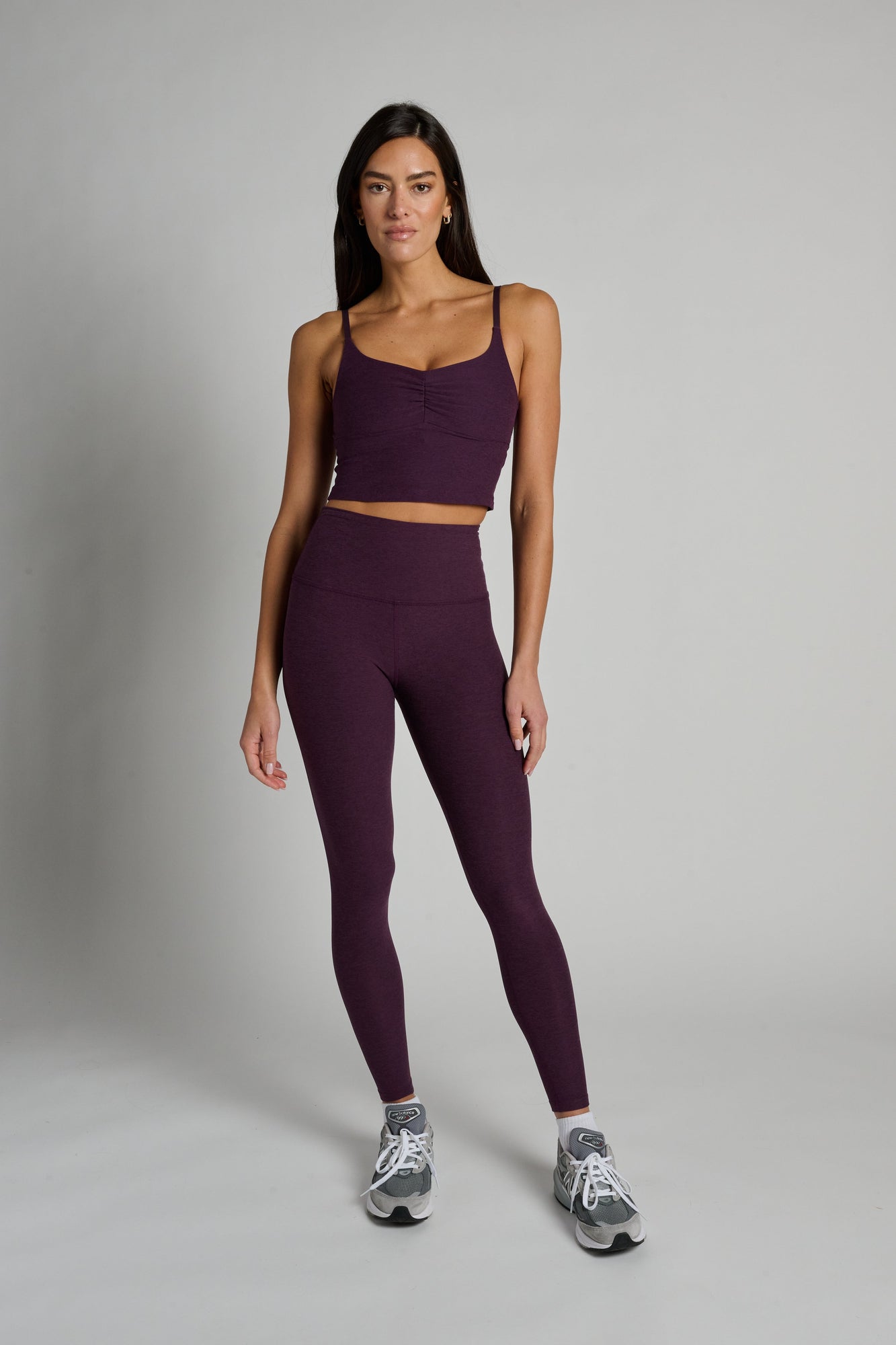 Beyond Yoga | Raise The Barre Shirred Tank | Eggplant Purple Heather
