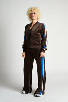 Splits59 | Heritage Velour Bomber | Dark Chocolate/Classic Blue