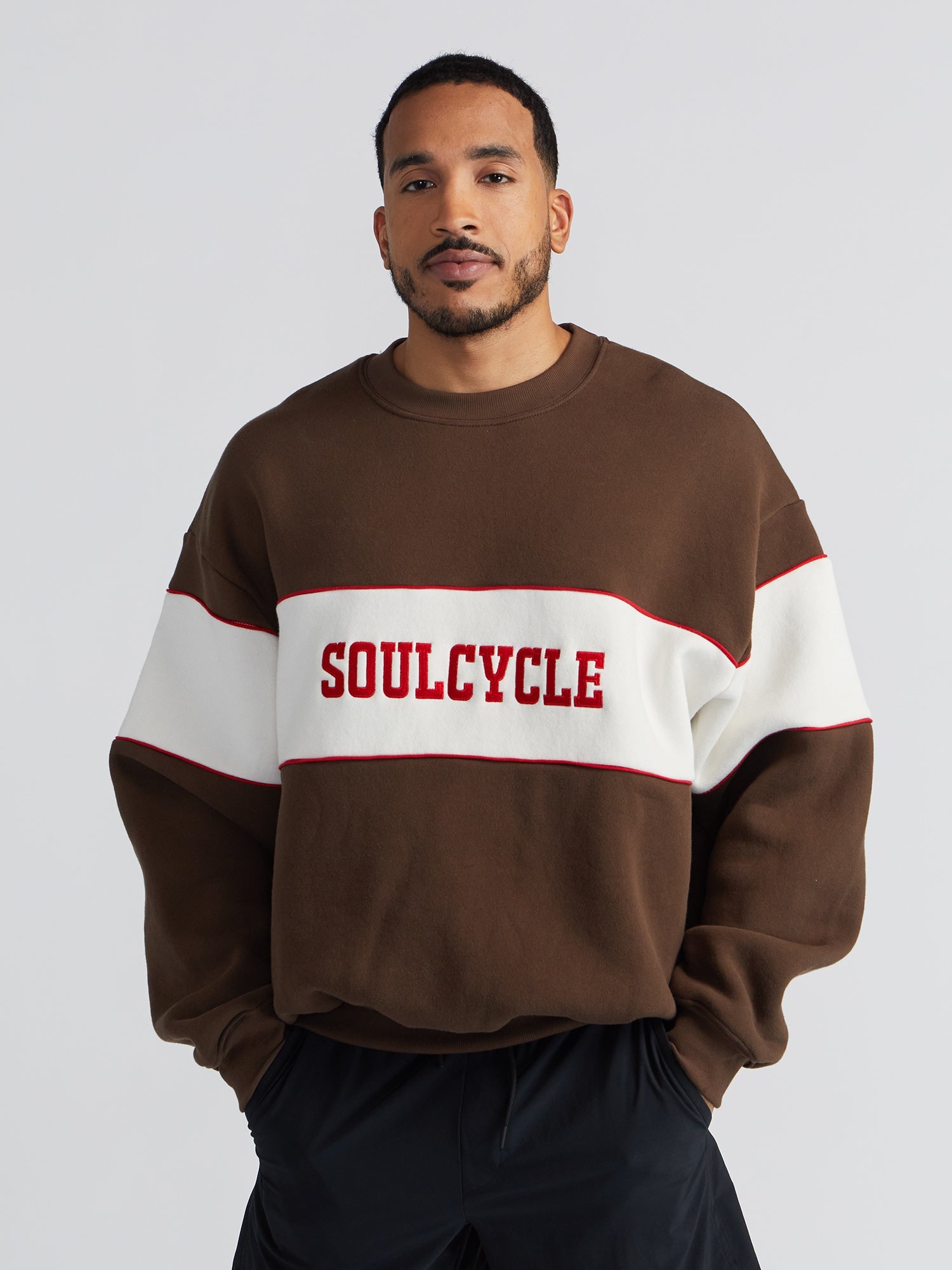 Soul by SoulCycle | Soulcycle Brown Block Crew Nec | Brown