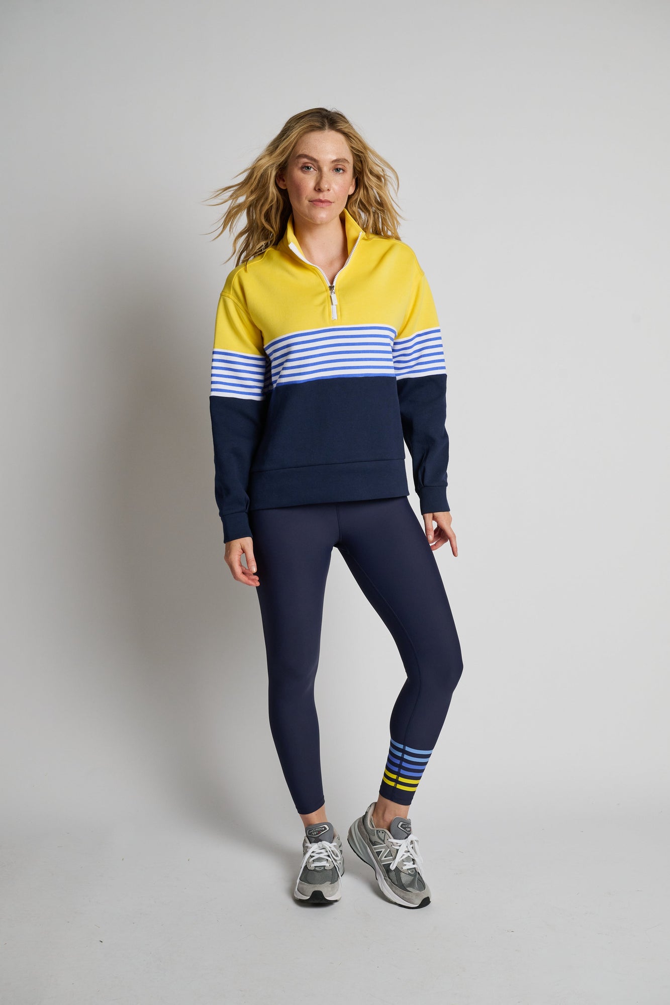 Addison Bay | Varsity Quarter Zip | Navy/Yellow