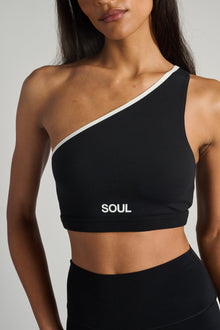 Splits59 | Josie Airweight One Shoulder Bra | Black/White