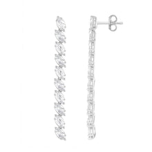 Womens | Bar Stud Earrings | 14K White Gold | 4 CTW Marquise Cut Natural Diamond | D-I-I1-I2
