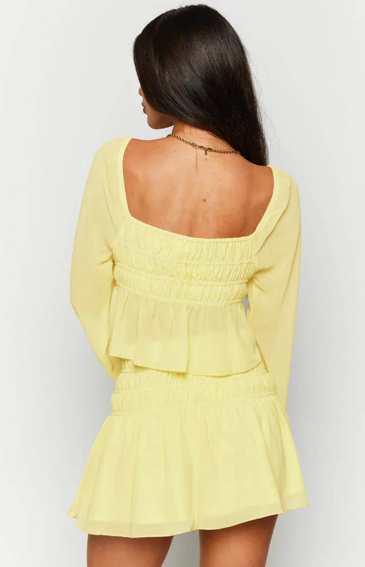 Sean Chiffon Long Sleeve Top | Yellow