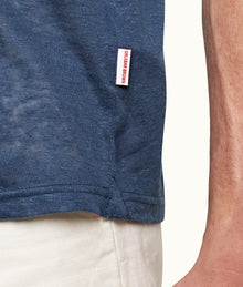 Sebastian Linen Tailored Fit Linen Polo Shirt | Classic Blue
