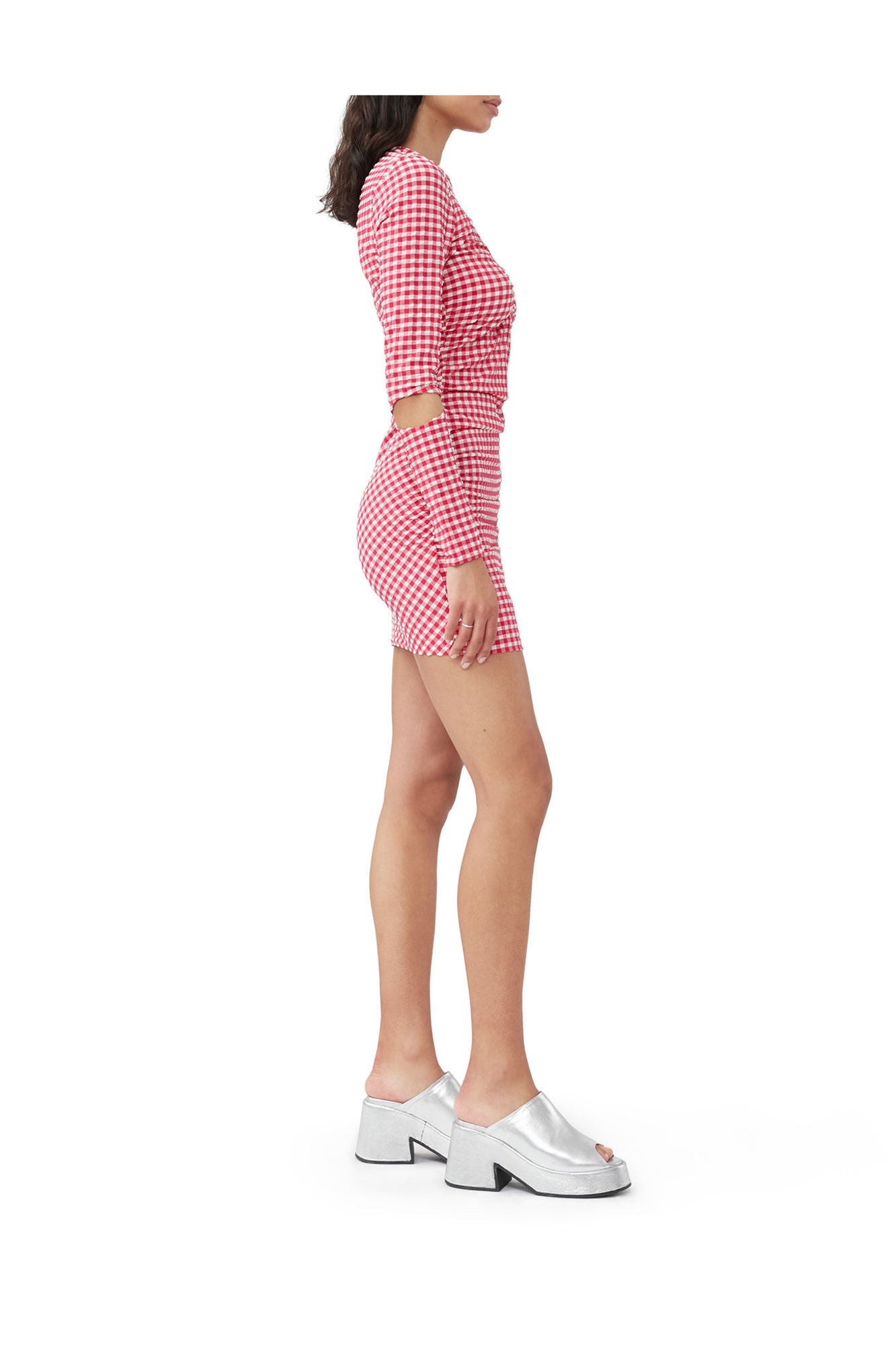 Seersucker Cut out Mini Dress | Love Potion