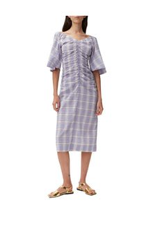 Seersucker Midi Dress | Check Persian Violet