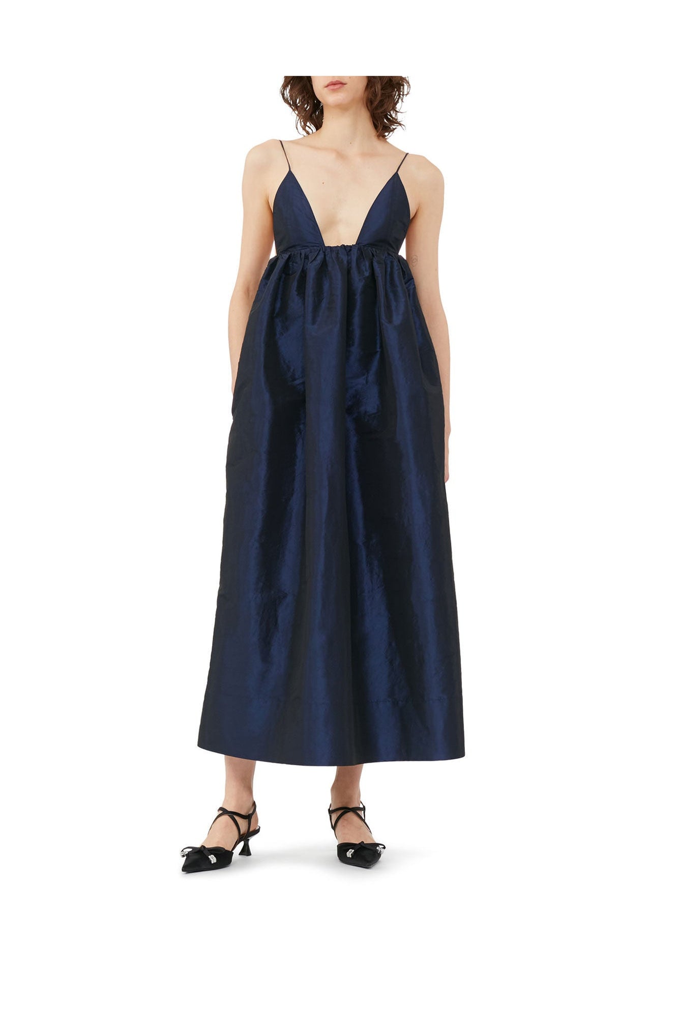 Shiny Taffeta Strap Dress | Sodalite Blue