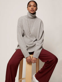Another Tomorrow Cashmere Turtleneck in Heather Grey – Cashmere Women's Knitwear