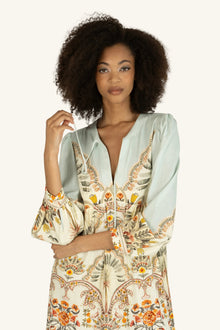 Sia Dress | Light Blue Tropical Print
